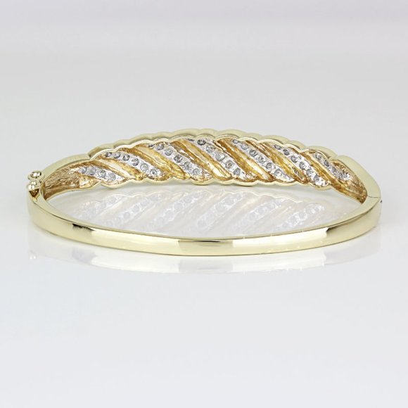 10k Yellow Gold Diamond Wave Anniversary Bangle Bracelet by Heng Ngai - Picture 4 of 6